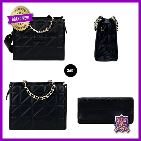 Quilted Tote Bag with Detachable Shoulder Strap Elegant Retro Minimal Purse - Picture 6 of 6